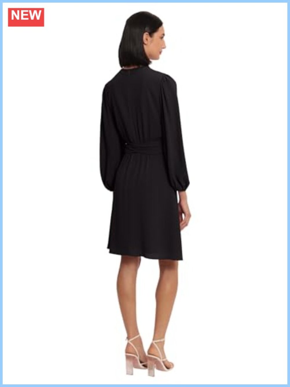 Long Sleeve Twist Waist Bubble Crepe Cocktail Dress - Picture 2 of 2